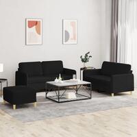 3 personers sofa med hynder stof sort