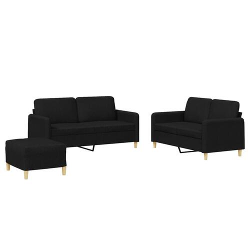 3 personers sofa med hynder stof sort