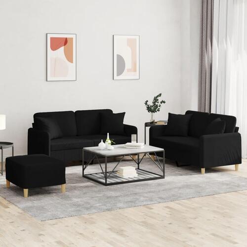3 personers sofa med puder stof sort