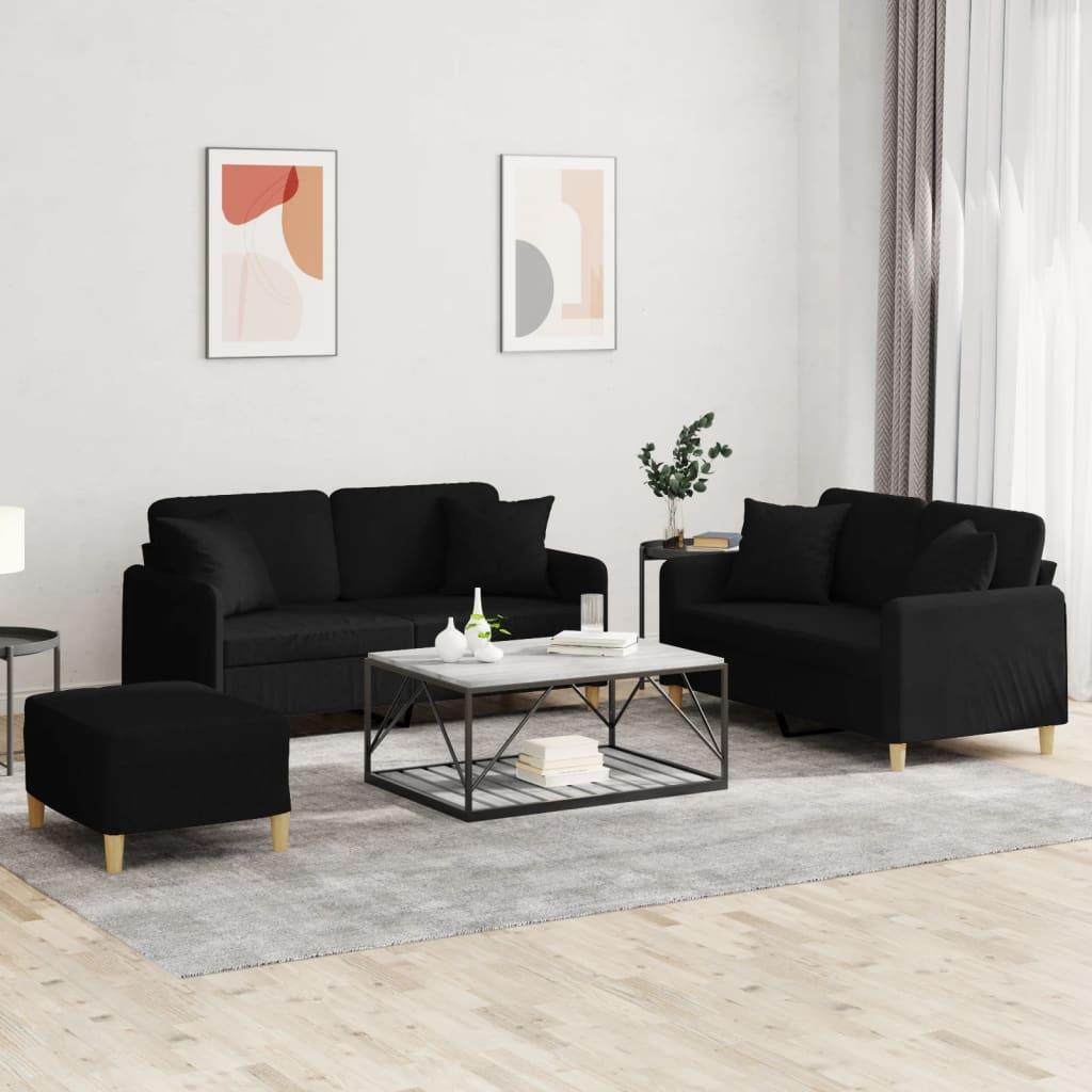 3 personers sofa med puder stof sort