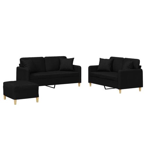 3 personers sofa med puder stof sort