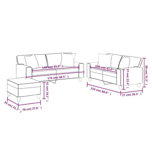 3 personers sofa med puder kunstlæder sort