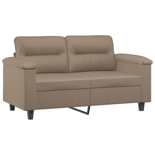 2 personers sofa med puder kunstlæder cappuccinofarvet