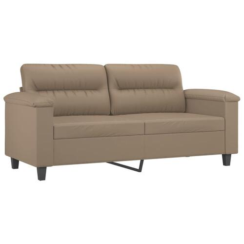 2 personers sofa med puder kunstlæder cappuccinofarvet