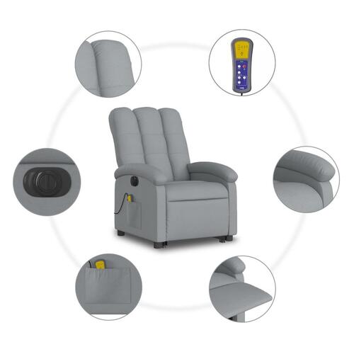 Elektrisk massagestol med løftefunktion stof lysegrå