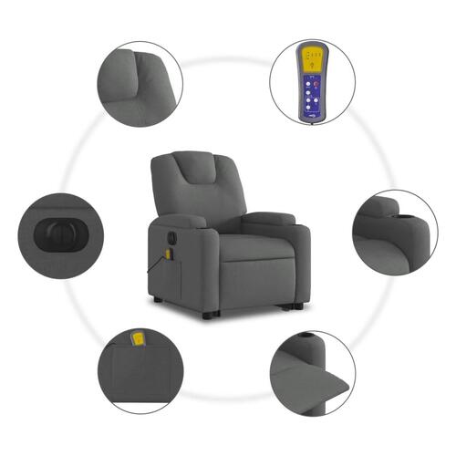 Elektrisk massagestol med løftefunktion stof mørkegrå