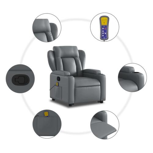 Løftestol med massagefunktion kunstlæder grå