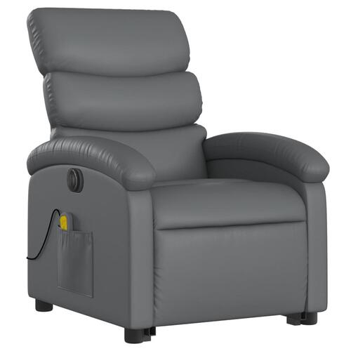 Massagestol med løftefunktion kunstlæder grå