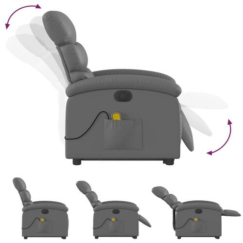 Massagestol med løftefunktion kunstlæder grå