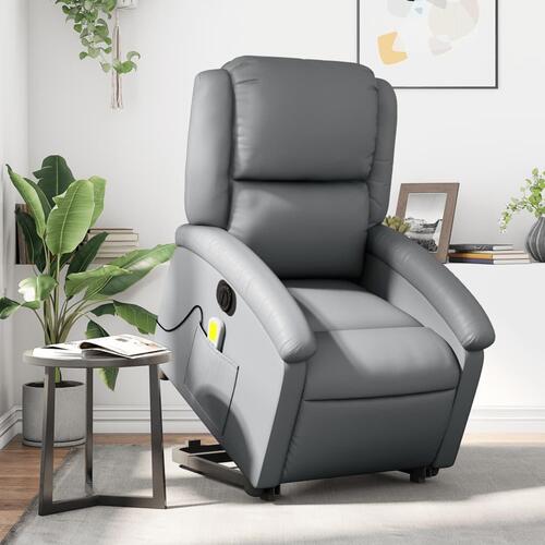 Massagestol med løftefunktion kunstlæder grå