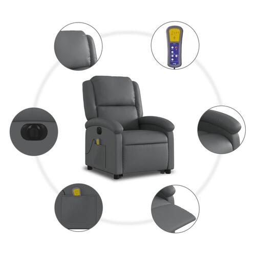 Massagestol med løftefunktion kunstlæder grå