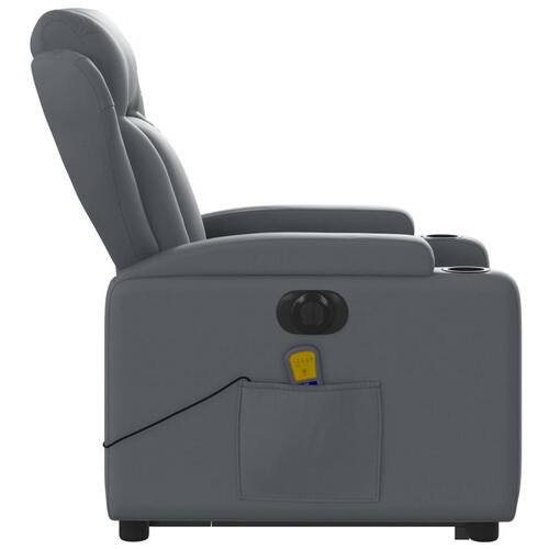 Massagestol med løftefunktion kunstlæder grå