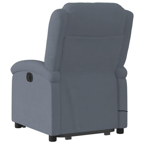 Massagestol med løftefunktion velour mørkegrå