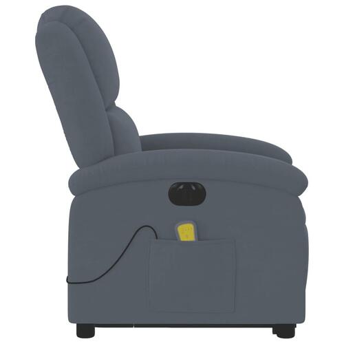 Massagestol med løftefunktion velour mørkegrå