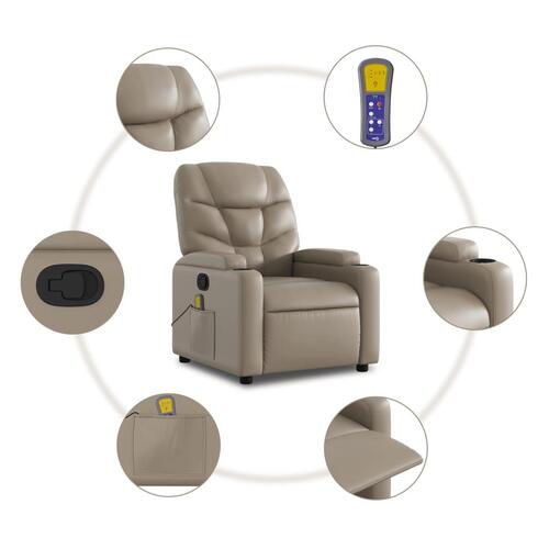 Løftestol med massagefunktion kunstlæder cappuccino