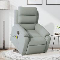 Massagestol med løftefunktion velour lysegrå