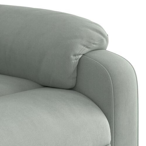 Massagestol med løftefunktion velour lysegrå