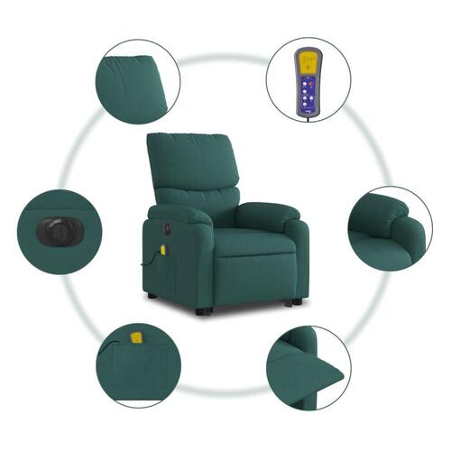 Elektrisk massagestol med løftefunktion stof mørkegrøn