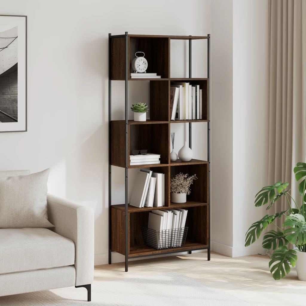 Bogreol 72x28x172 cm konstrueret træ brun egetræsfarve