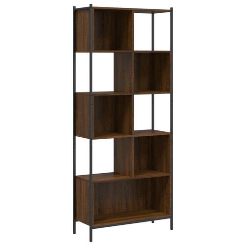Bogreol 72x28x172 cm konstrueret træ brun egetræsfarve