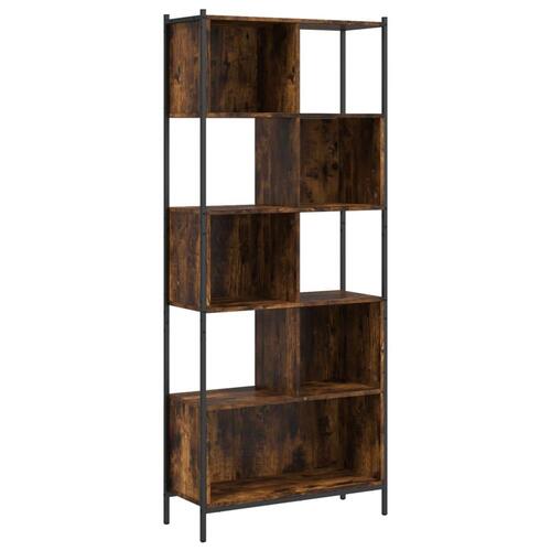 Bogreol 72x28x172 cm konstrueret træ røget egetræsfarve