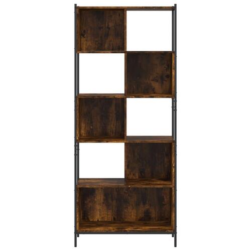 Bogreol 72x28x172 cm konstrueret træ røget egetræsfarve
