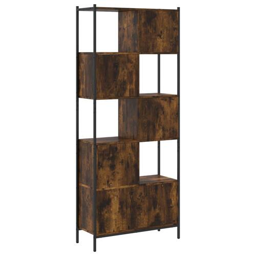 Bogreol 72x28x172 cm konstrueret træ røget egetræsfarve