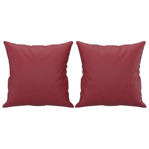 2-personers sofa med pyntepuder 120 cm kunstlæder vinrød