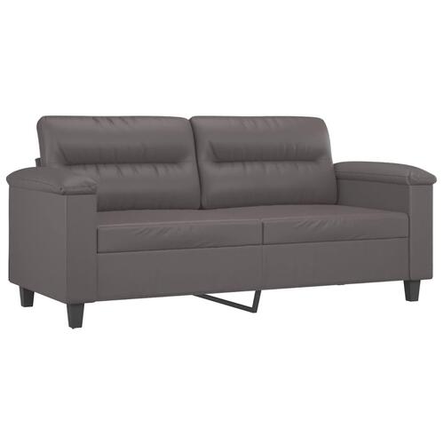 2-personers sofa med pyntepuder 140 cm kunstlæder grå