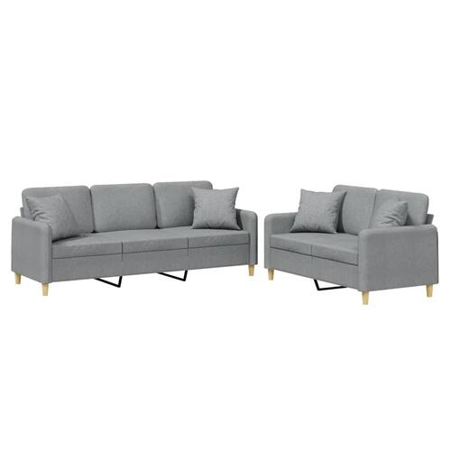 2 personers sofa med puder stof lysegrå