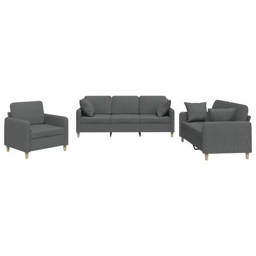 3 personers sofa med puder stof mørkegrå