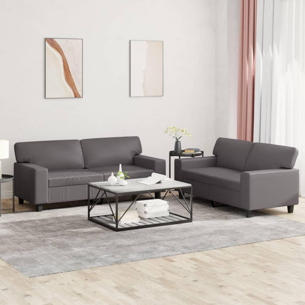 2 personers sofa kunstlæder grå