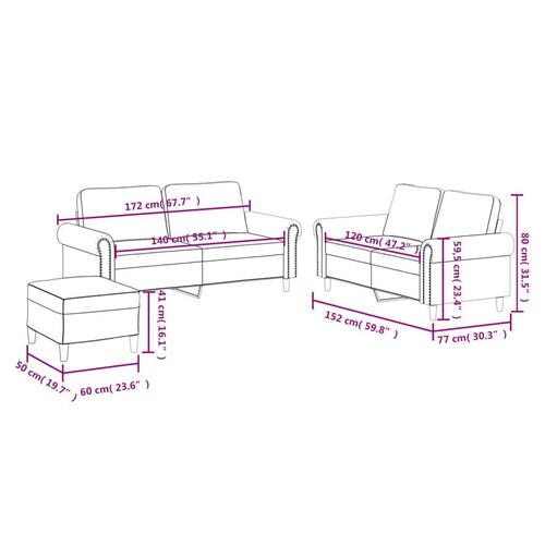 3 personers sofa med hynder kunstlæder sort