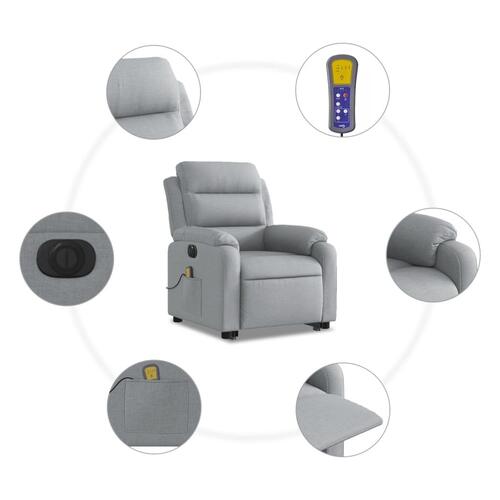 Elektrisk massagestol med løftefunktion stof lysegrå