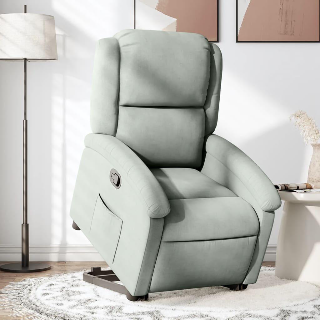 Løftestol velour lysegrå