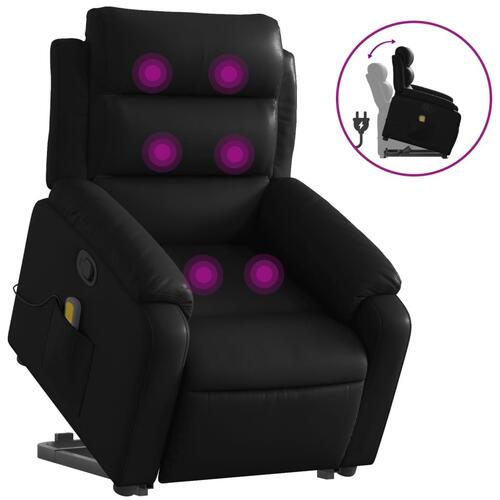 Løftestol med massagefunktion kunstlæder sort