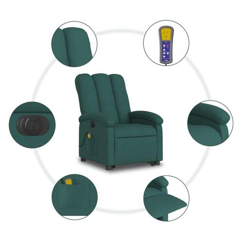 Elektrisk massagestol med løftefunktion stof mørkegrøn