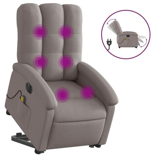 Elektrisk massagestol med løftefunktion stof gråbrun
