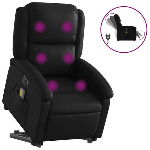 Massagestol med løftefunktion kunstlæder sort