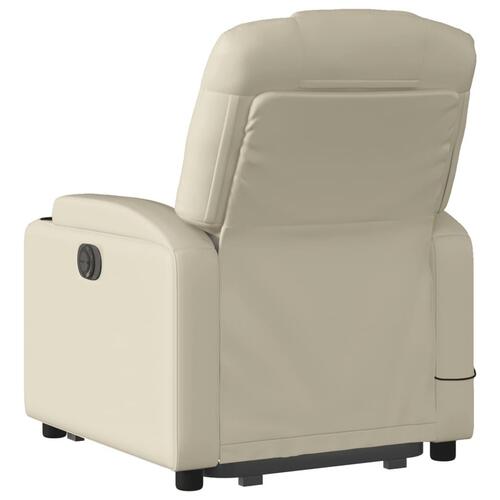 Massagestol med løftefunktion kunstlæder cremefarvet