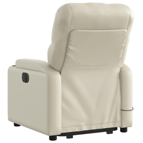 Massagestol med løftefunktion kunstlæder cremefarvet