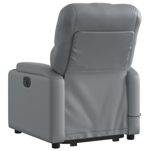 Massagestol med løftefunktion kunstlæder grå