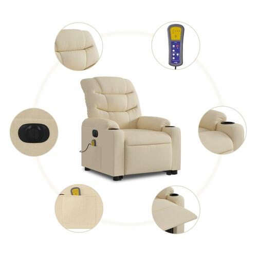 Elektrisk massagestol med løftefunktion cremefarvet