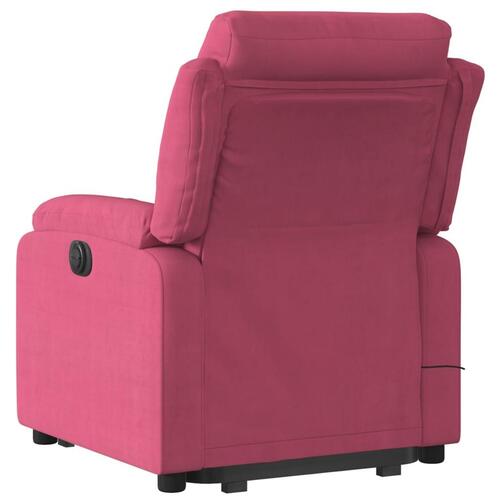 Massagestol med løftefunktion velour vinrød