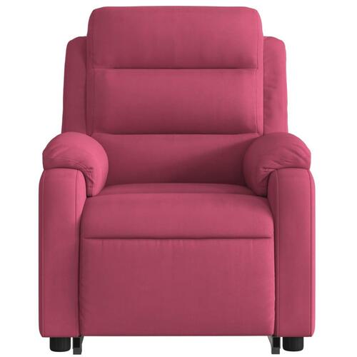 Massagestol med løftefunktion velour vinrød
