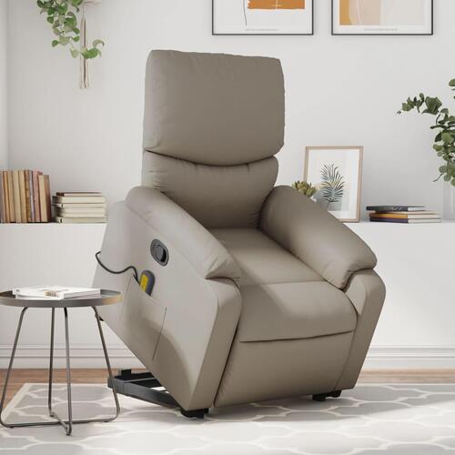 Løftestol med massagefunktion kunstlæder cappuccino
