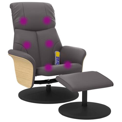 Massagestol med fodskammel kunstlæder grå