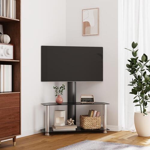 Tv-stativ til hjørne 2 hylder til 32"-70" sort og sølvfarvet