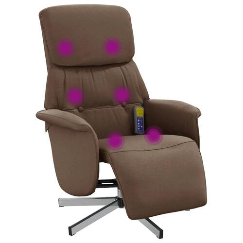 Massagestol med fodstøtte stof brun