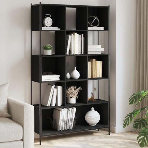 Bogreol 102x28x172 cm konstrueret træ sort